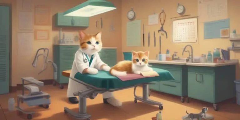 A cat is sitting on a table in a doctor's office.