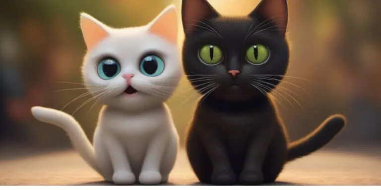 Two black and white cats sitting next to each other.