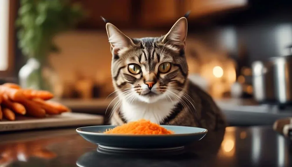 cats and cooked carrots