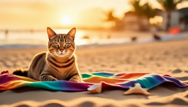 cats enjoy beach bliss