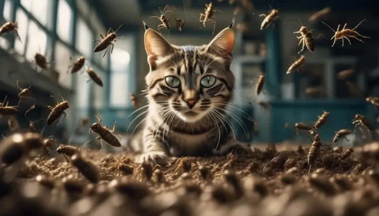 cats gobbling up crickets