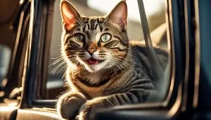 cats panting in cars