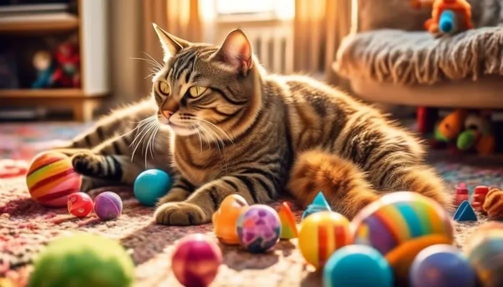 cats playful toy collecting