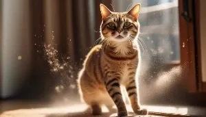 cats surprising dust bath