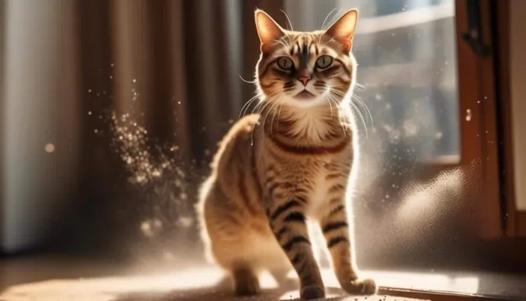 cats surprising dust bath