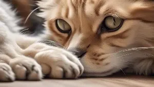 curious cats kneading canines