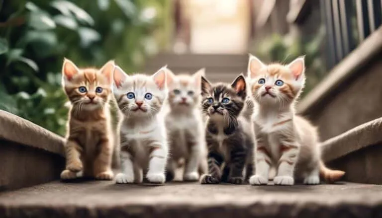 cute kittens climbing stairs