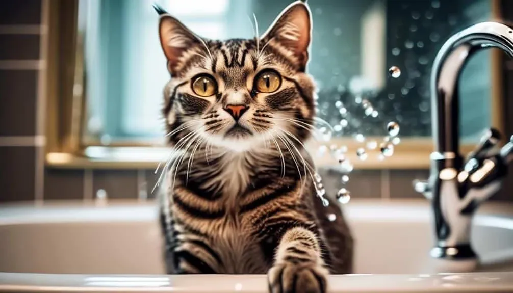 feline fascination with faucets