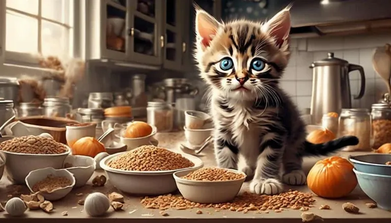 kitten steals food chaos