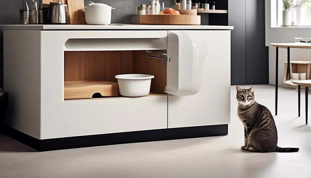 litter box in kitchen