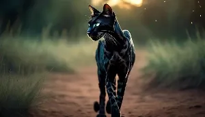 mysterious black savannah feline