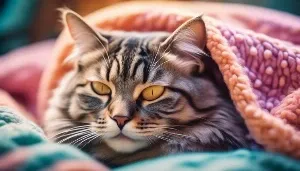 uncovered cats ball shaped sleep