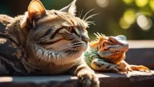 unlikely bond between cats and bearded dragons